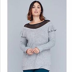 Hacci Mesh and Ruffles Active Top